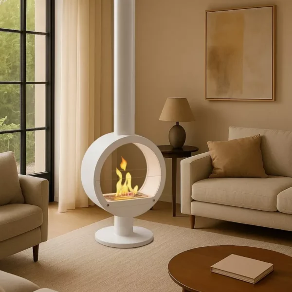 Zenica Tak Och Golvplacerad Kamin Vit