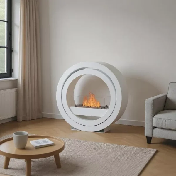 Ina Stor Modern Rund Kamin Vit