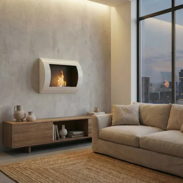 Solo Väggmonterad Eldstad Bioetanol Vit