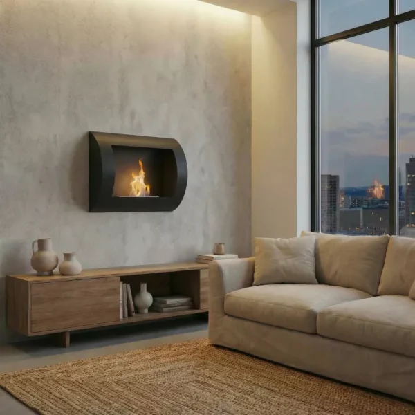 Solo Väggmonterad Eldstad Bioetanol Svart