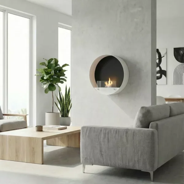 Hublo Rund Väggkamin Vit